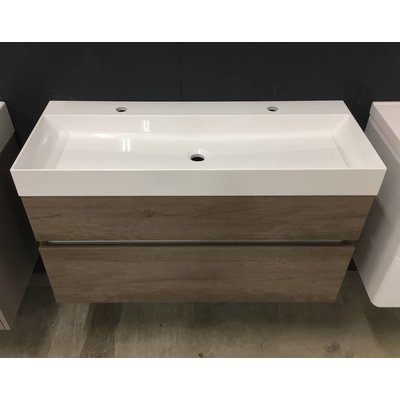 Thebalux Beat 2.0 badmeubel 100 cm breed met mineraalmarmeren wastafel (ondiep) inclusief deluxe spiegelkast.