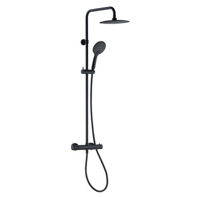 Sanitairstunthal Doucheset met thermostaat-hoofddouche-handdouche mat zwart.