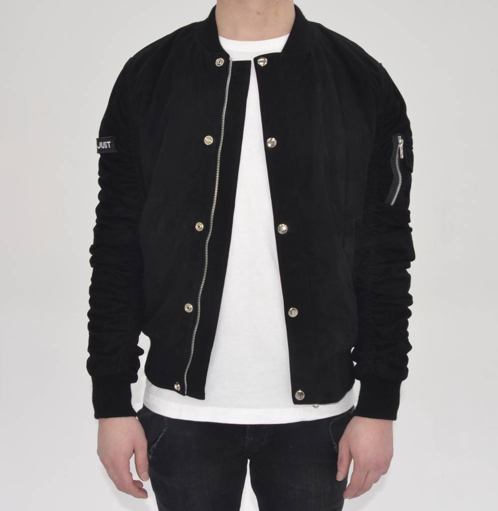 Black Suede Bomber