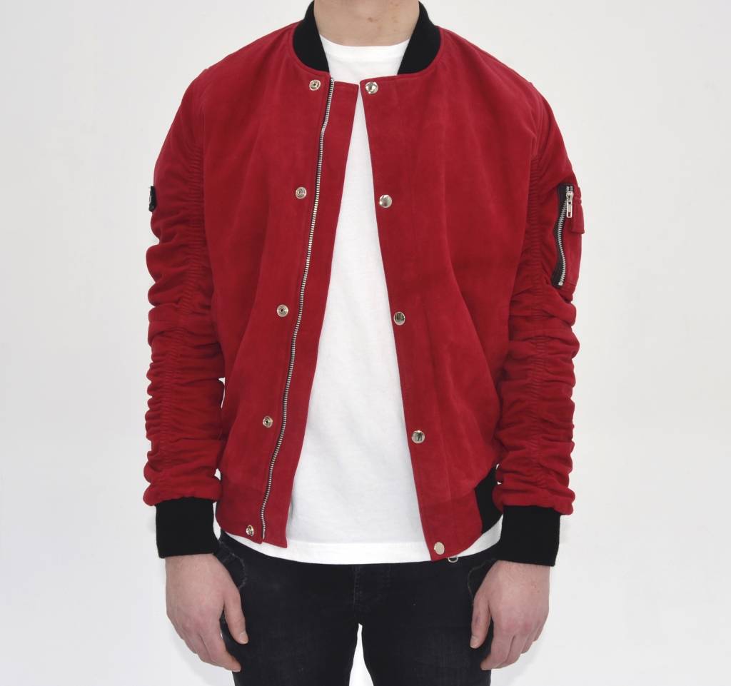 Red Suede Bomber