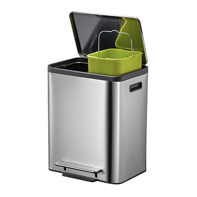 EkoCasa Step Bin - 15+15 liter - Mat RVS