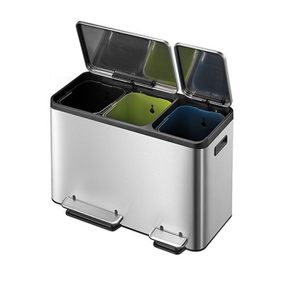 EkoCasa Step Bin - 15+15+15 liter - Mat RVS