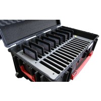 C14; robuuste koffer voor 30 iPad Air en 10"-11" tablets, koffer/kar op wieltjes met slot voor transport