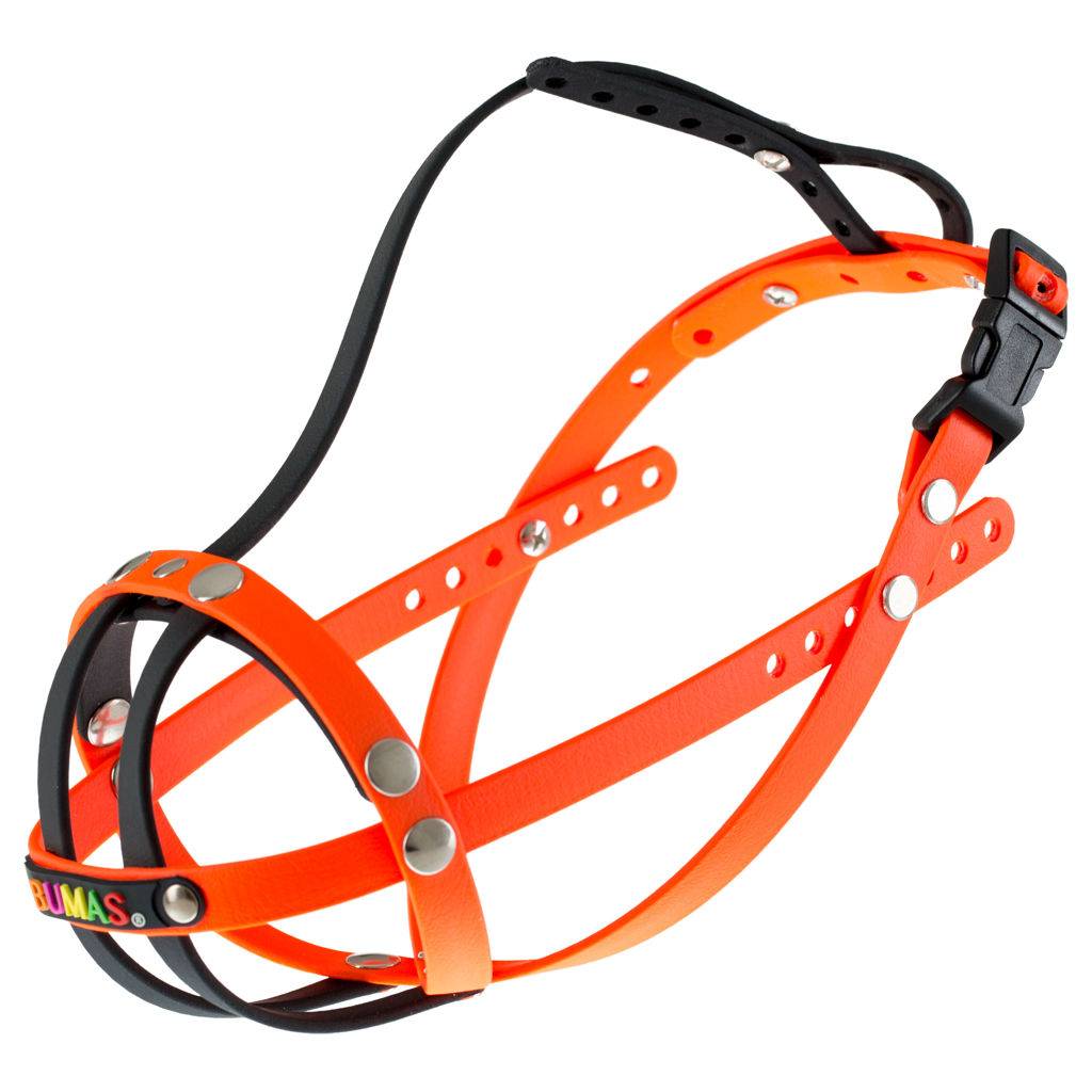 BUMAS Biothane® muzzle Size6 black/neon orange BUMAS Shop for custommade dog muzzles and