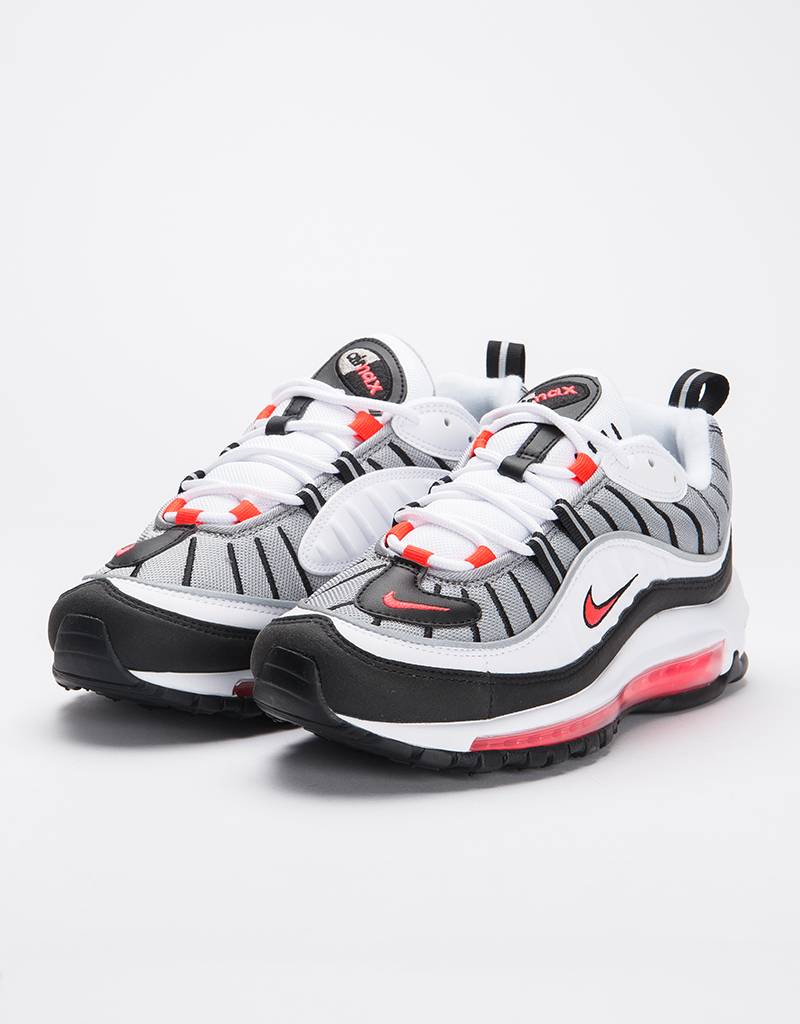 Nike women's air max 98 white/solar red-dust-reflect silver ...