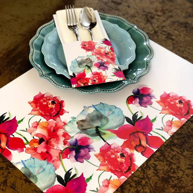 indigo de papel watercolor flowers paper placemats 24 per pack flower paper placemats