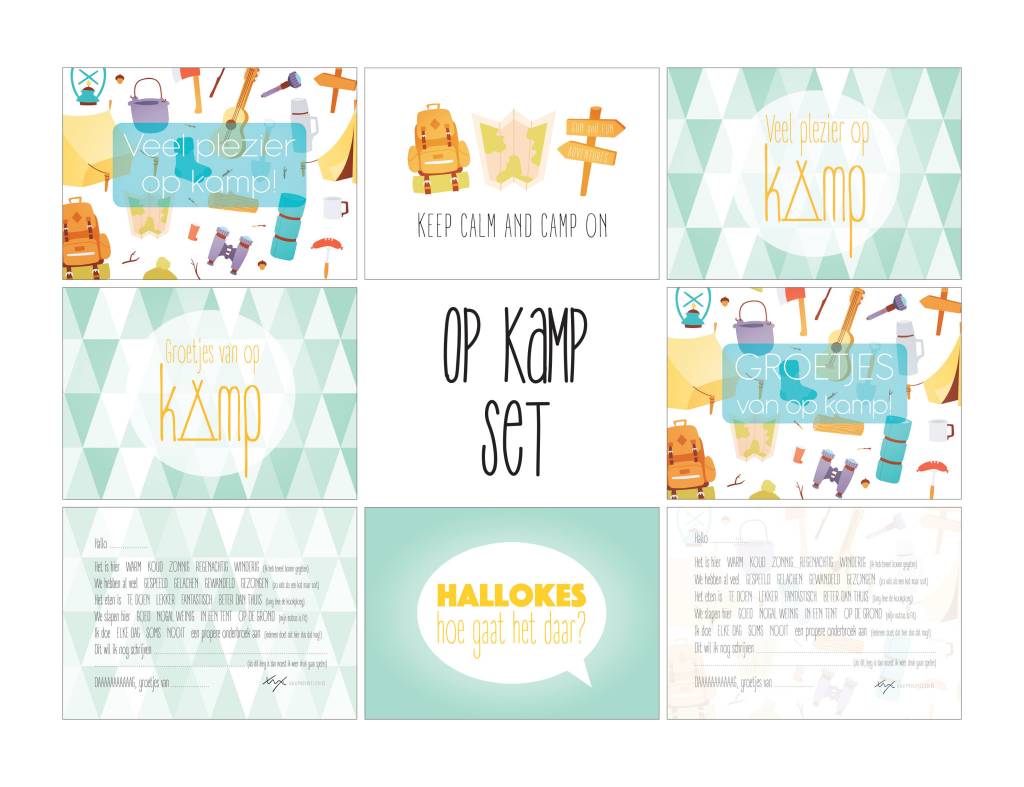 Kaartenset op kamp - Made by e l l e n