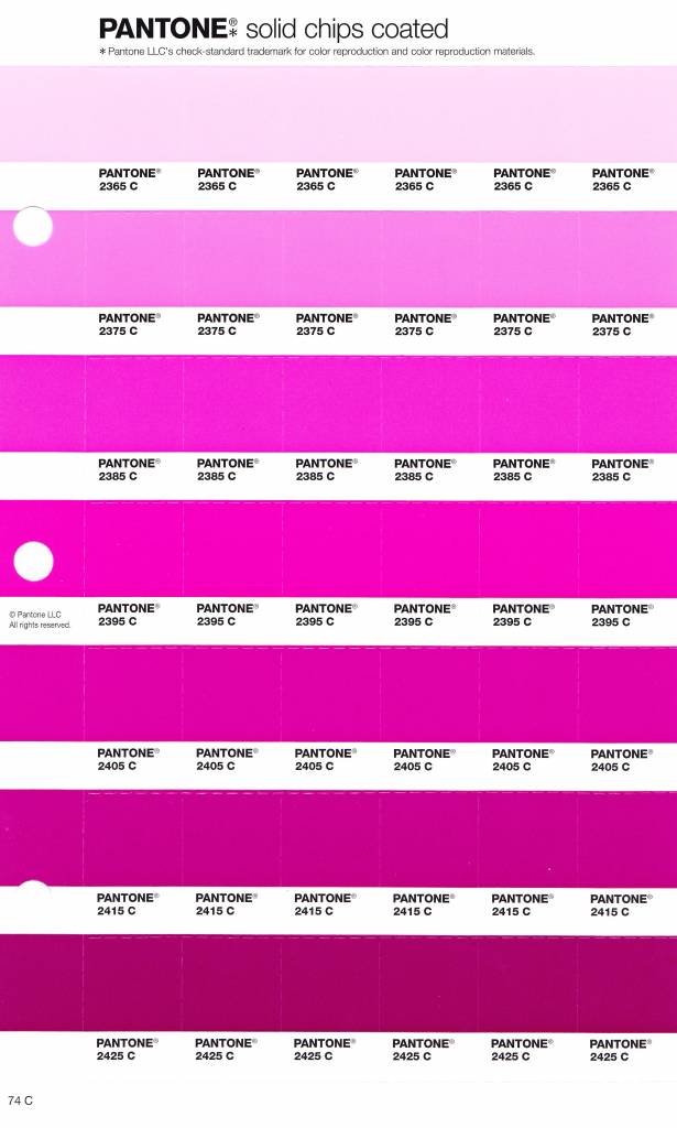 Pantone Pms Solid Chips Vervangingspagina Op Coated Papier 74c