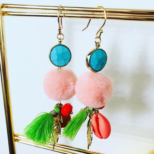 Candy Sweet Pom Salmon Oorbellen Candy Sweet Pom Salmon Oorbellen