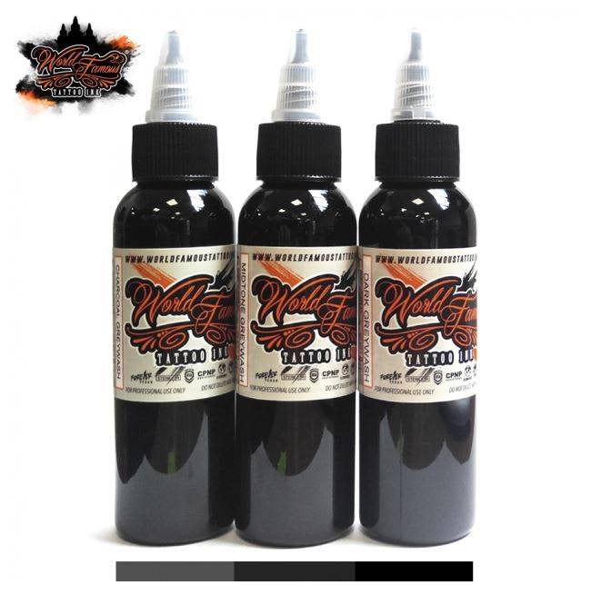 WORLD FAMOUS INK® World Famous Ink, Charcoal Greywash SET 3 x 120ml