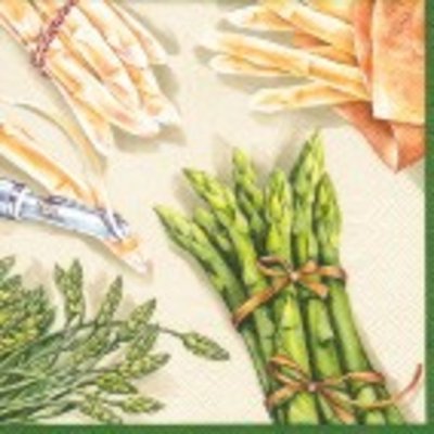 Servetten Asperges groen/wit 33 x 33 cm
