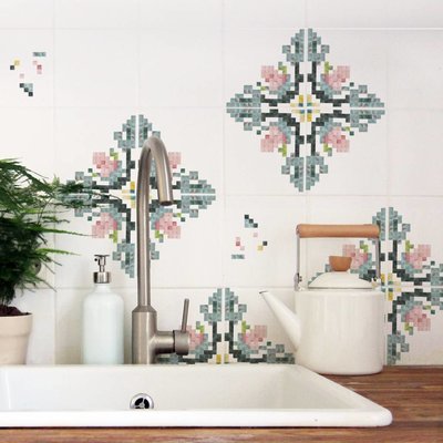 Nuukk FLIESENAUFKLEBER Mosaik-Blume 9 Stck. in 2 Größen