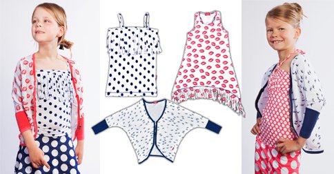 Claesens in rood / wit / blauw... met stippen, kusjes en vogels....