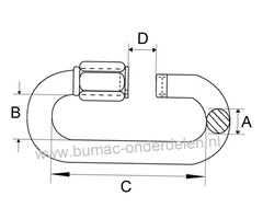 200-cm = 2-meter 10-mm dikke roestvrijstalen ketting V4A met korte 200-cm = 2-meter 10-mm dikke roestvrijstalen ketting V4A met korte