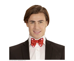 Red Sequin Bow Tie with 4 flashing Led Lights - Bow tie is adjustable