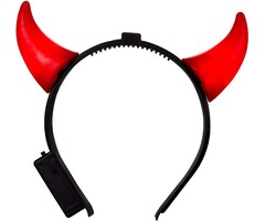 Lighted devil horns adult headband Halloween - 12 pieces - Batteries included - Flashing effect