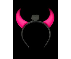 Lighted pink devil horns Halloween adults - Batteries included - Flashing effect