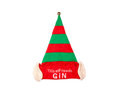 Elf Hat with Ears and bell - This elf needs Gin