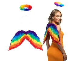 Jupe En Tulle Arc-en-Ciel Pour Femme - Costume Carnaval Complet Avec Tutu Multicolore, Plumes, Serre-Tête, Chaussettes Et Accessoires