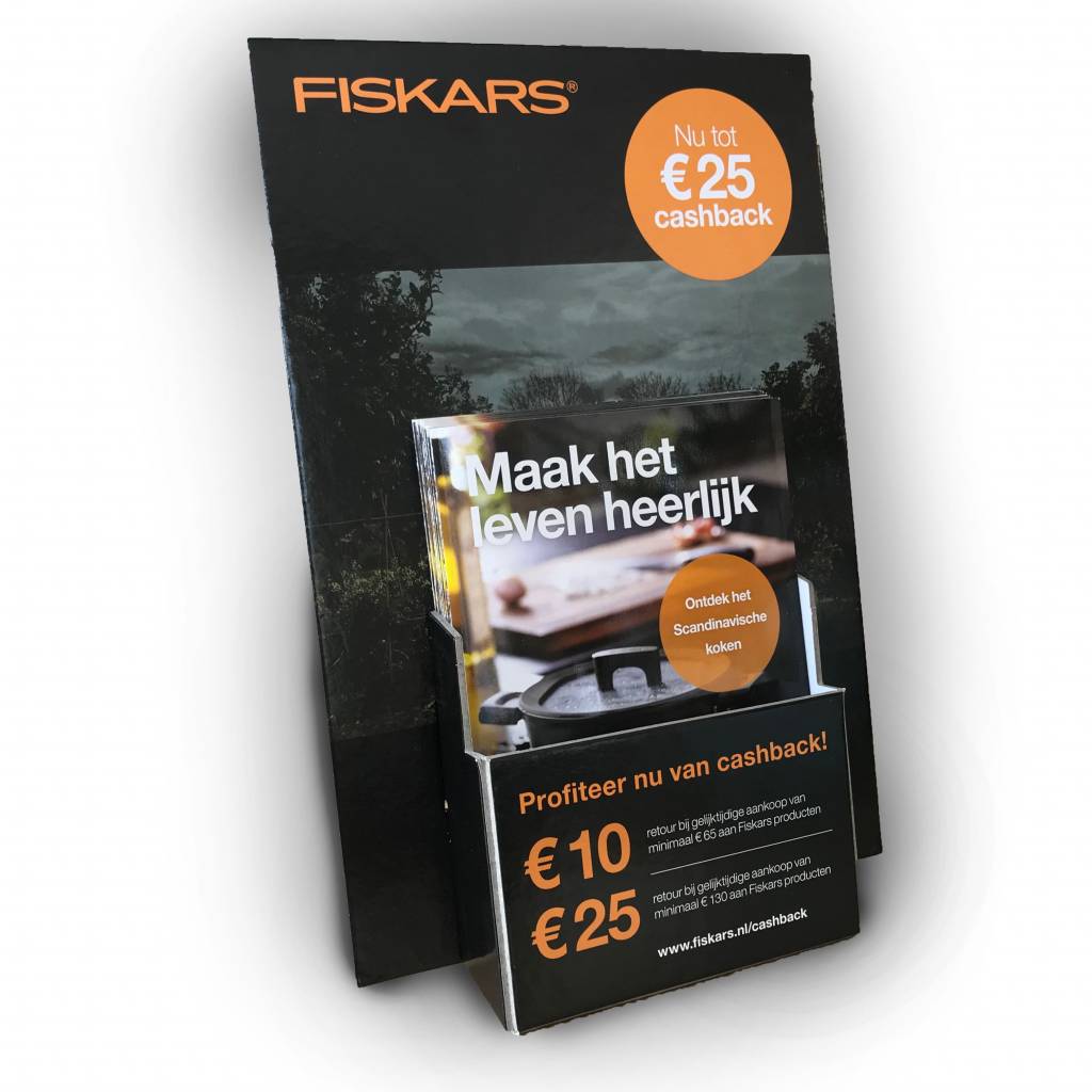 Draaidisplay A4, met folderbakje A5 staand