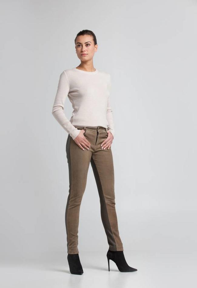 ZINGA Leather Echt suède broek dames groen | Felice 4820