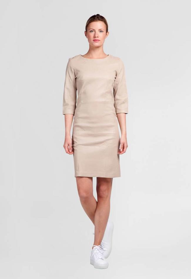 ZINGA Leather Lederkleid in Ecru aus Glattleder | AVA 6101