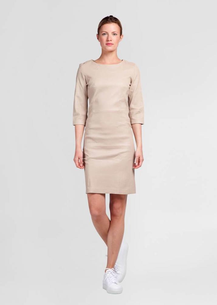 ZINGA Leather Jurk echt leer dames ecru | Ava 6101 ZINGA Leather Jurk echt leer dames ecru | Ava 6101