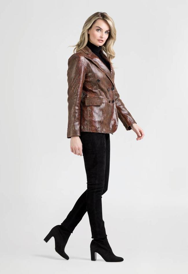 ZINGA Leather Real leather, python blazer women brown | Lauren 7116