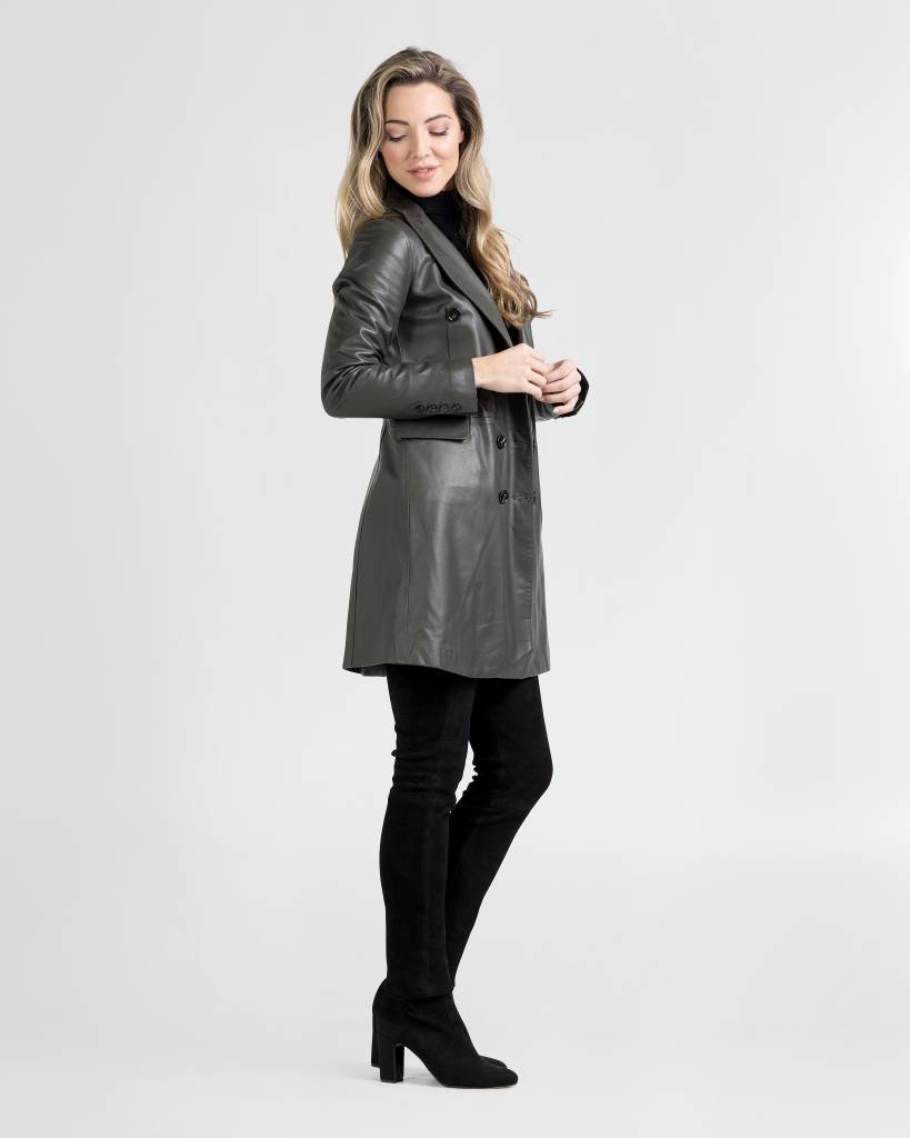 aangrenzend moe salami Dames korte groene leren coat | € 449,- | Zinga Leather - ZINGA Leather
