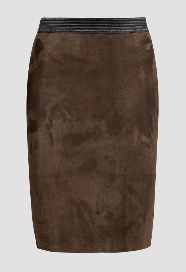 ZINGA Leather Echt leer, suede kokerrok dames bruin | Coco 4116