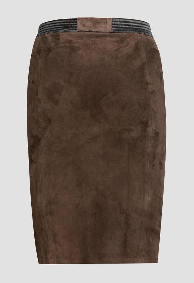 ZINGA Leather Echt leer, suede kokerrok dames bruin | Coco 4116