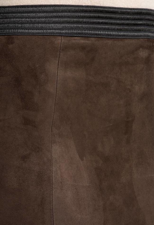 ZINGA Leather Echt leer, suede kokerrok dames bruin | Coco 4116