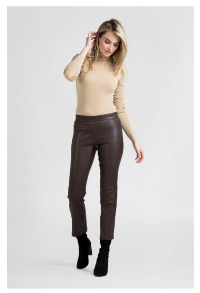 Gedachte strategie Gewoon Leren cropped pants voor dames in bruin | € 349,00 | Zinga Leather - ZINGA  Leather