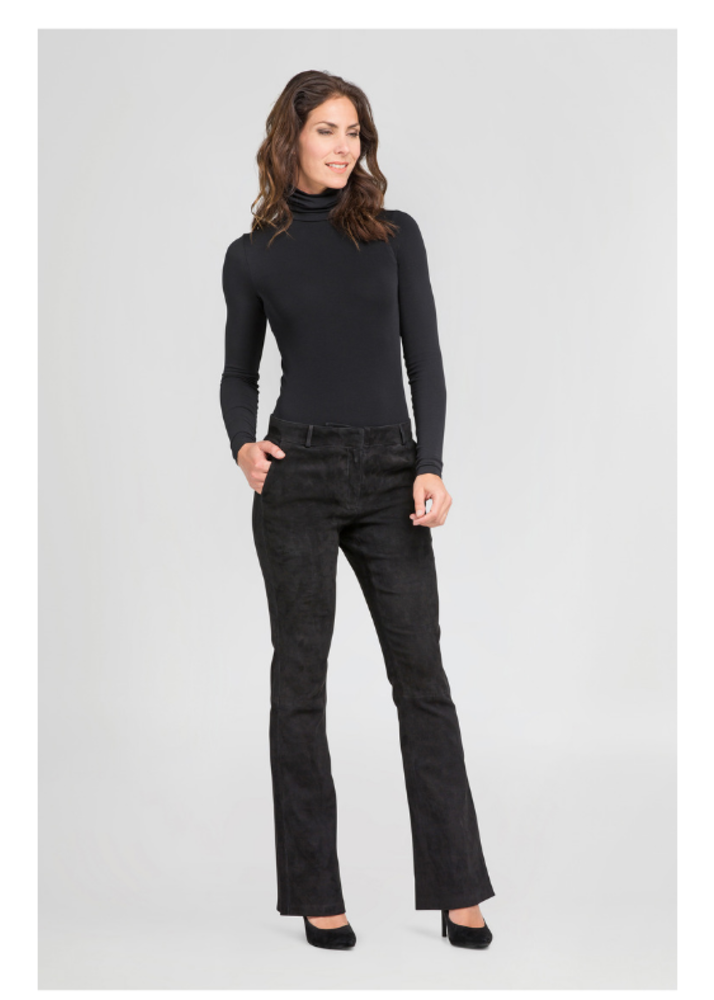 ZINGA Leather Schwarze Leder-Schlaghose Frauen | FLO 4999 ZINGA Leather Schwarze Leder-Schlaghose Frauen | FLO 4999