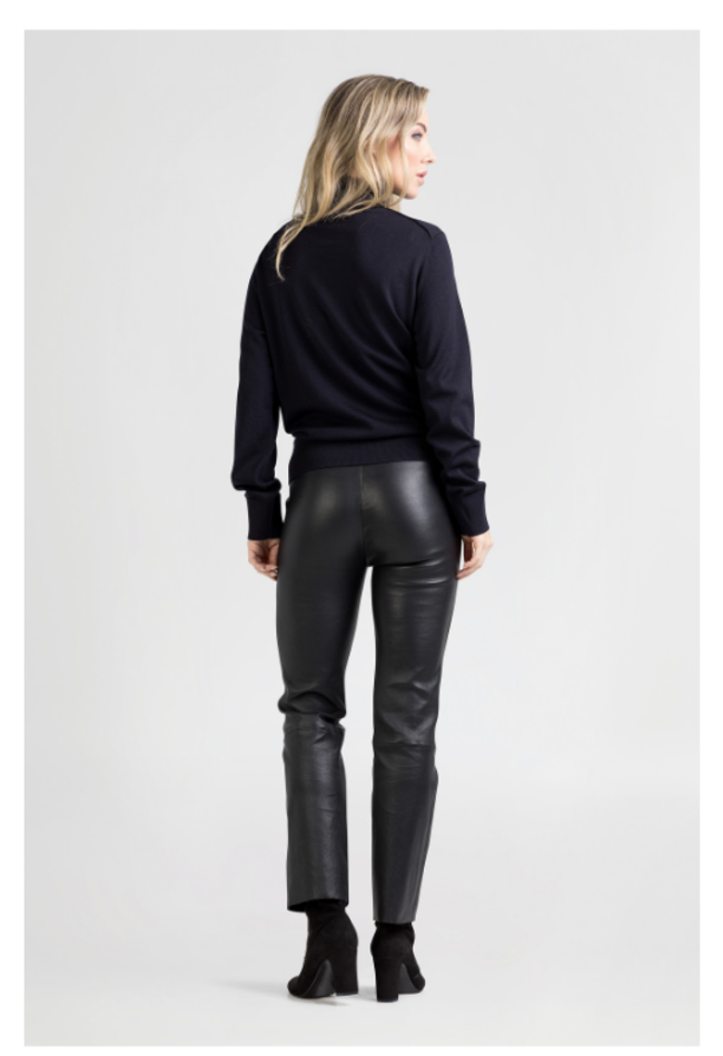 werkelijk masker Wat leuk Dames leren broek cropped, straight leg in zwart | Zinga Leather - ZINGA  Leather