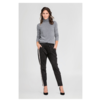 ZINGA Leather Zwarte Stretch-Suède Boyfriend Broek NOAH met Galonstreep