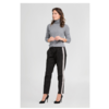 ZINGA Leather Black Stretch Suede Boyfriend Trousers NOAH with Side Stripe