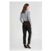 ZINGA Leather Black Stretch Suede Boyfriend Trousers NOAH with Side Stripe