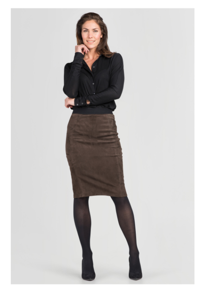 ZINGA Leather Echt leer, suede kokerrok dames bruin | Coco 4116 ZINGA Leather Echt leer, suede kokerrok dames bruin | Coco 4116