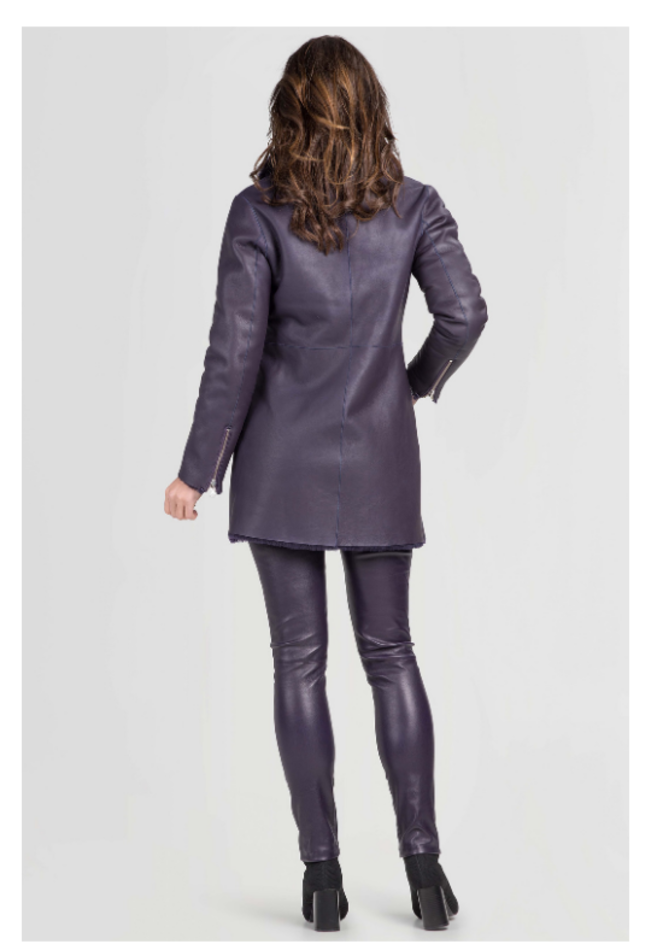 ZINGA Leather reversible Dames jas van echt lamsleer paars | Angela 7100