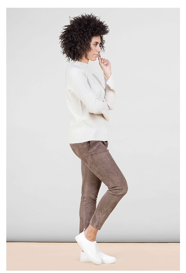 artikel puzzel Begroeten Leren broek voor dames in taupe | suede | Zinga Leather - ZINGA Leather