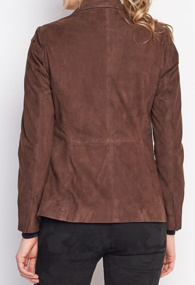 ZINGA Leather Real leather, suede blazer ladies brown | Vera 9116