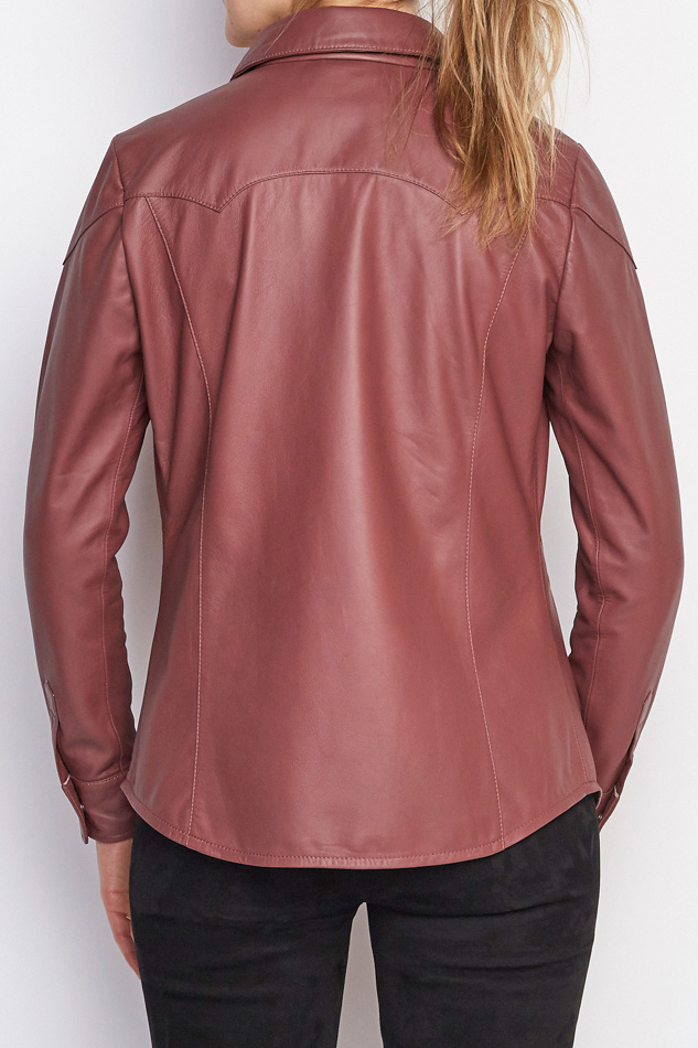 Nieuw maanjaar Soepel Elke week Fijn leren overhemd voor dames in rood-bruin | Zinga Leather - ZINGA Leather