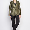 ZINGA Leather Real leather, suede metallic blazer ladies green | Julia 9210