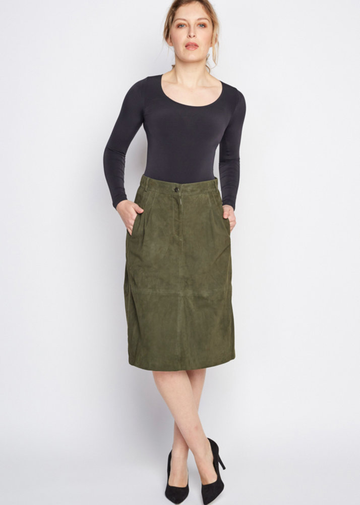 Green suede skirt | Zinga Leather - ZINGA Leather