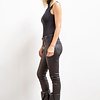 ZINGA Leather Black Slim-Fit Leather Trousers in 5-Pocket Denim Design