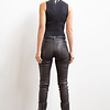 ZINGA Leather Zwarte Slim-Fit Leren Broek met 5-Pocket Jeansdesign