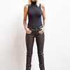 ZINGA Leather Zwarte Slim-Fit Leren Broek met 5-Pocket Jeansdesign