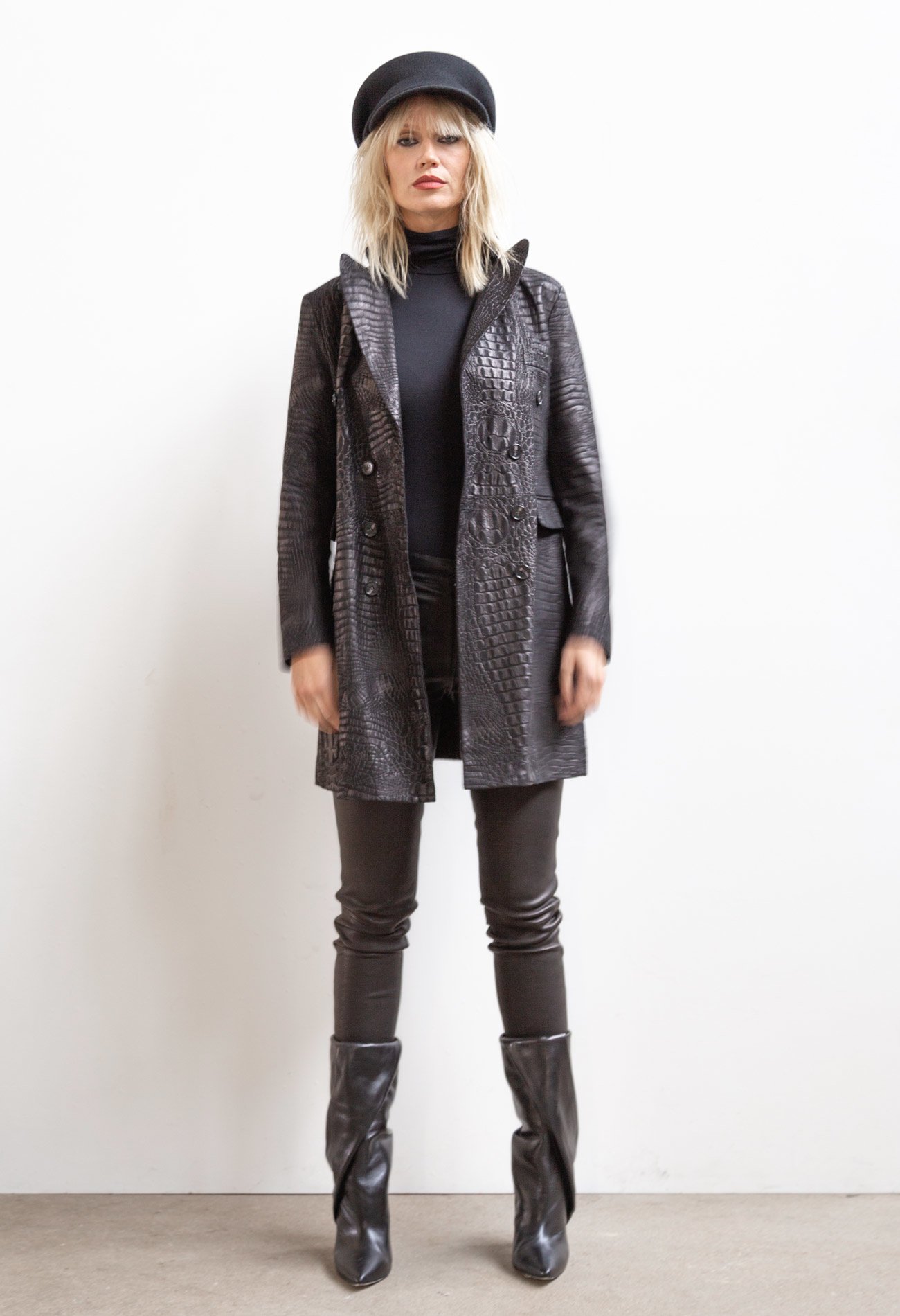 Volharding deze dividend Leren trench coat dames zwart suede croco | Zinga Leather - ZINGA Leather