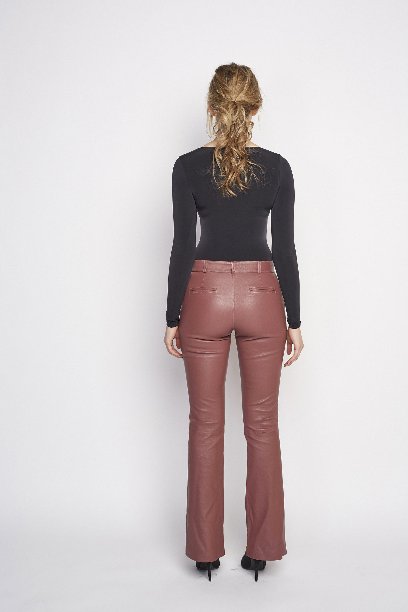 Brown Leather Flare Pants | tunersread.com